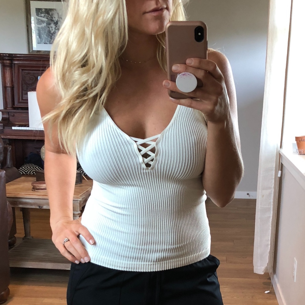 white tank top